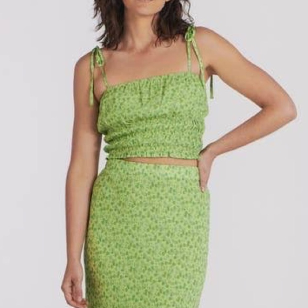 Charlie Holiday Green Smock Tank Top